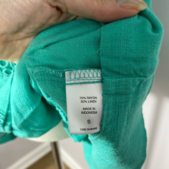 🌸New York & Co Boho Dress Linen Blend with pockets & puff sleeves size small - Picture 8 of 10